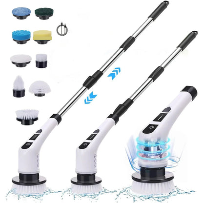Electric Cleaning Brush:9-in-1 Head,Rotates Flexibly Multifunction Tool for Bathroom, Floors, Corner Gaps and Shower Room Glass.